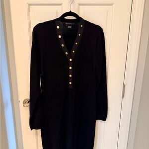 Etcetera Black Merino Wool Button Cardigan